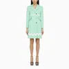 Patou Single-breasted Mint Green Cotton Coat In Green