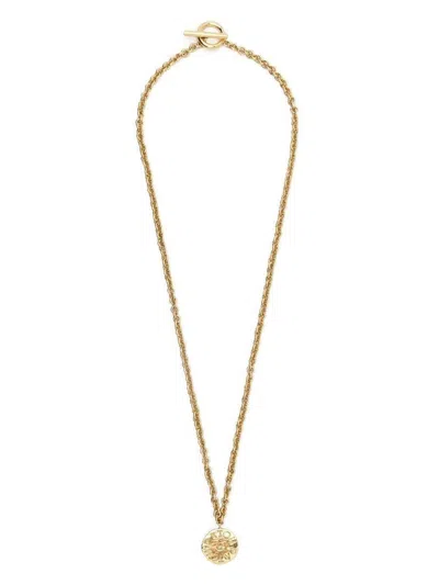 Patou Coin Pendant Gold-plated Brass Necklace Accessories In Yellow