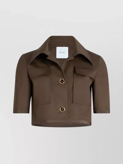 PATOU COLLAR CROPPED JACKET FLAP POCKETS