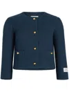Patou Collarless Blazer In Blue