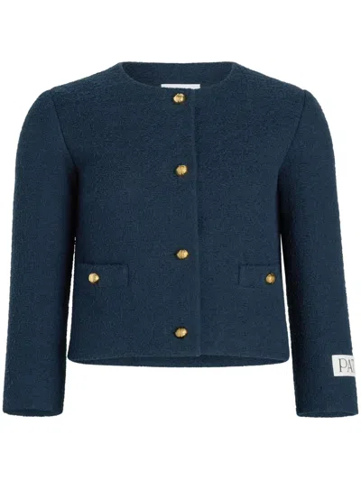 Patou Collarless Blazer In Blue