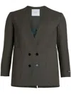 Patou Collarless Double-breasted Blazer In 绿色