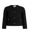 Patou Collarless Tweed Jacket In Black