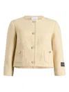 Patou Collarless Tweed Jacket In Neutral