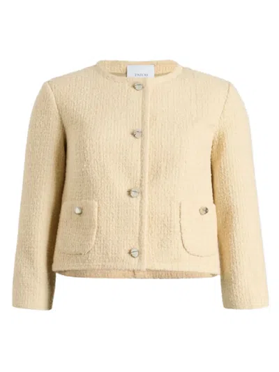 Patou Tweed Cropped Casual Jacket In Brown