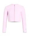 Patou Collarless Zip Front Jacket In Pink