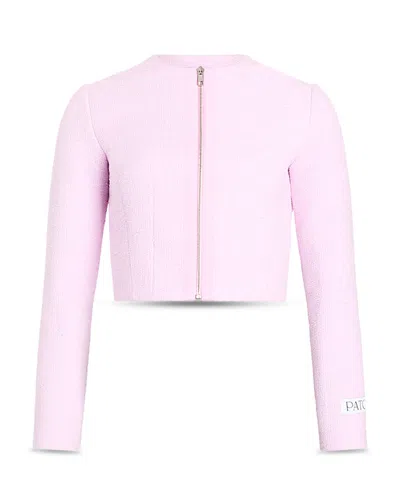 Patou Collarless Zip Front Jacket In Pink