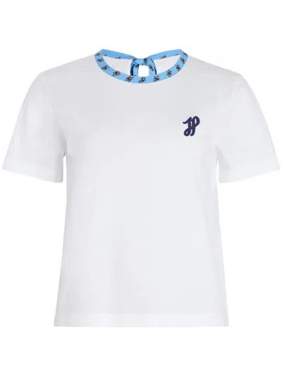 Patou Contrast-collar Organic Cotton T-shirt In White