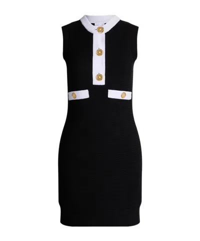 Patou Contrast Trim Knitted Dress In Black