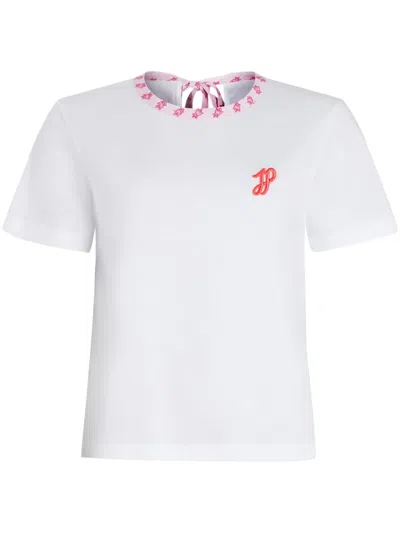 Patou Contrasting-collar Organic Cotton T-shirt In White