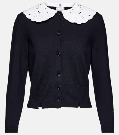 Patou Convertible Wool-blend Cardigan In Navy Parisian Night