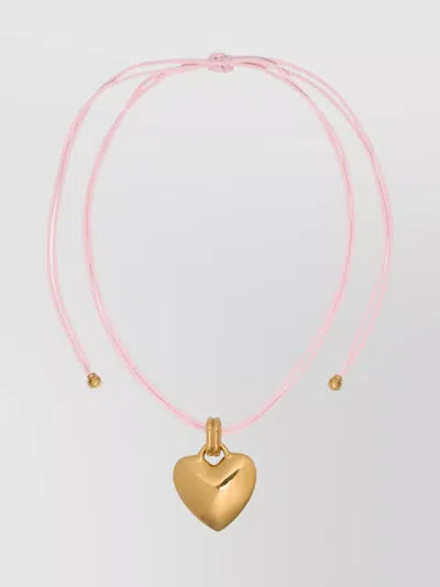 Patou Corded Heart Pendant Necklace In Rose-pink
