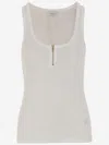 Patou Cotton Blend Knit Top With Logo