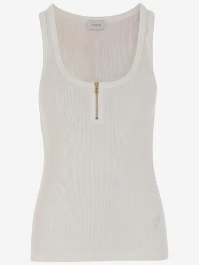 Patou Cotton Blend Knit Top With Logo