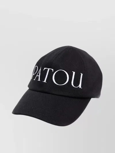 Patou Cotton Cap With Embroidery And Curved Brim In Black