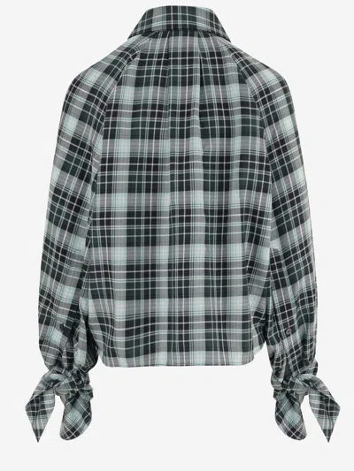 Patou Cotton Check With Tied Cuffs Blouse In Gray