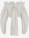 PATOU COTTON CROP TOP WITH BOW
