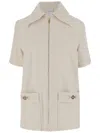 Patou Beige Zipped Denim Mini Dress
