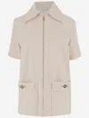 Patou Beige Zipped Denim Mini Dress In White