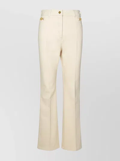 Patou Ivory Cotton Flare Jeans In Cream