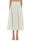 Patou Cotton Gabardine Long Flared Skirt In White
