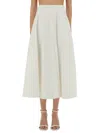 Patou Cotton Gabardine Long Flared Skirt In White