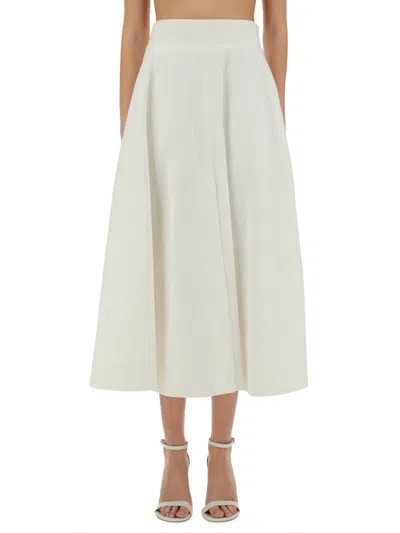 Patou Cotton Gabardine Long Flared Skirt In White