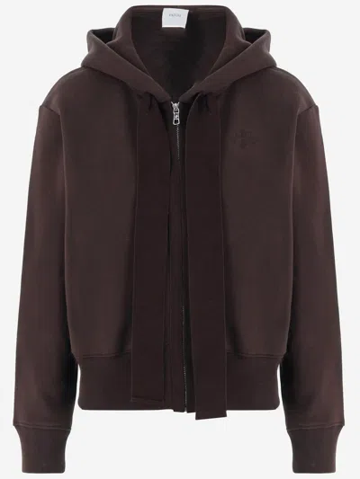 Patou Cotton Hooded Sweatshirt With Zipper In Brown