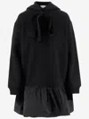Patou Cotton Hoodie With Ruffles And Logo In Black