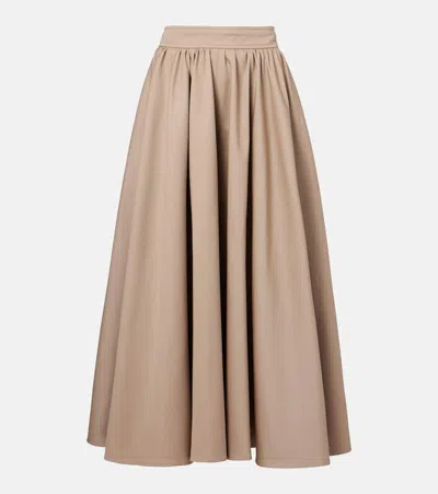 Patou Cotton Midi Skirt In Beige