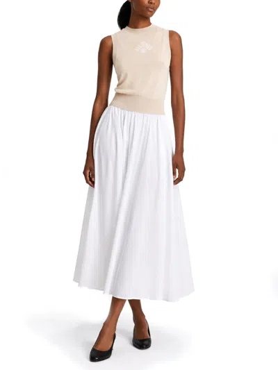 Patou Cotton Midi Skirt In White