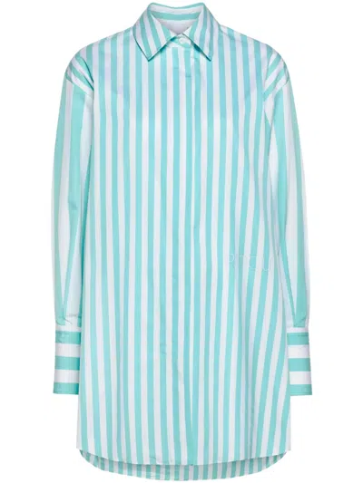 Patou Cotton Mini Shirtdress In Green