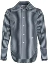 Patou Tailored Shirt In Printed Organic Cotton Poplin In Blue