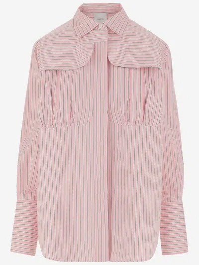 Patou Cotton Shirt With Striped Pattern In Pink