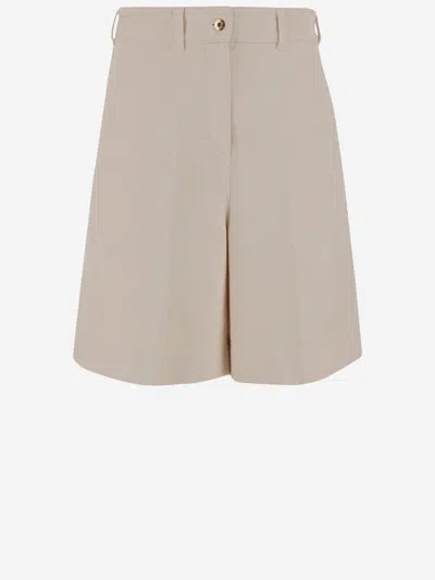 Patou Cotton Short Pants With Logo In Beige