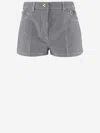 Patou Button Detailing Striped High-rise Shorts In Navy Striped