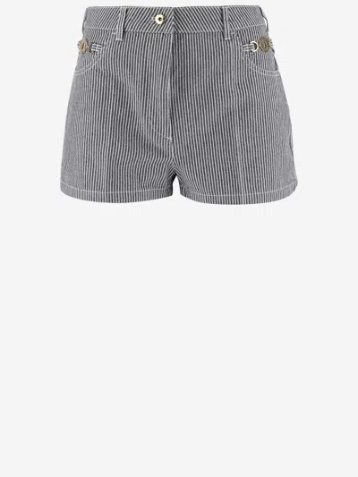 Patou Cotton Short Trousers With Striped Pattern In Navy Striped