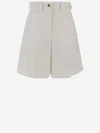 Patou Front Pleated High Waist Shorts With Pockets In White