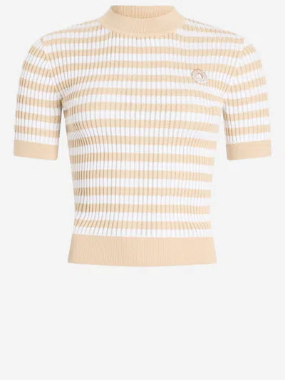 Patou Cotton Sweater With Striped Pattern In Brown