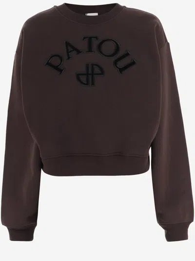 Patou Cotton Sweatshirt With Logo In Brown