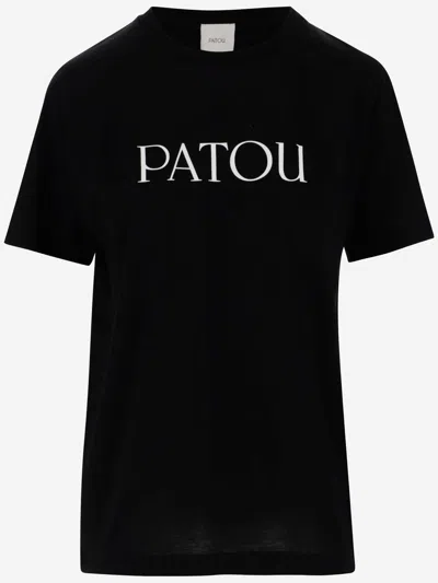 Patou Cotton T Shirt With Logo In Black