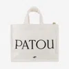 Patou Small Tote Bag With Shoulder Strap And Top Handles In White