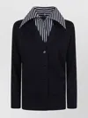 Patou Deep V-neck Cardigan With Contrasting Striped Collar
