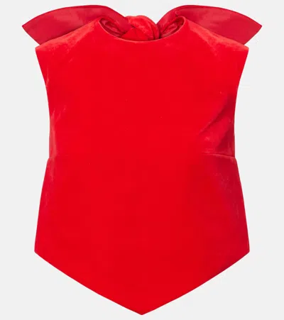 Patou Cotton Velvet Crop Top In Red