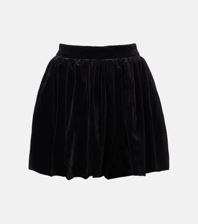 Patou Cotton Velvet Miniskirt In Black