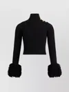 Patou Sweater With Fringes In Wool And Cashmere In Black