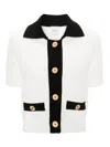Patou White Cotton Cardigan With Gold Buttons In Blanco