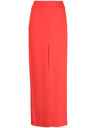 Patou Crepe High-waisted Maxi Skirt In Red