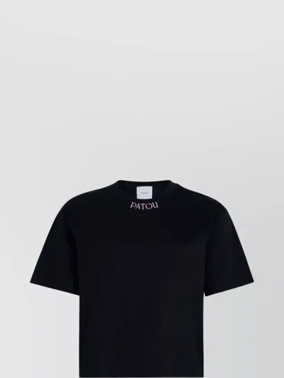 Patou Crew Neck Embroidered Detail Short Sleeves In Schwarz