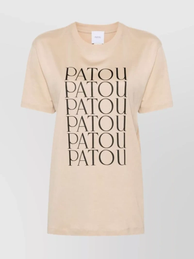 PATOU CREW NECK JERSEY TOP WITH SHORT SLEEVES